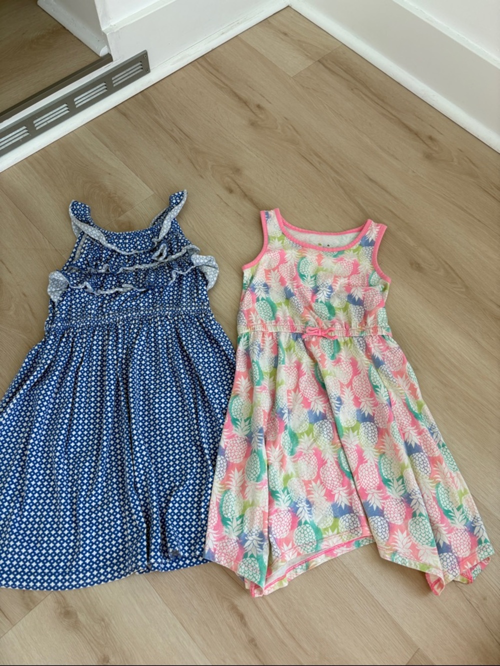 Blue dress and Pink Multicolor Pineapple Tank Dress